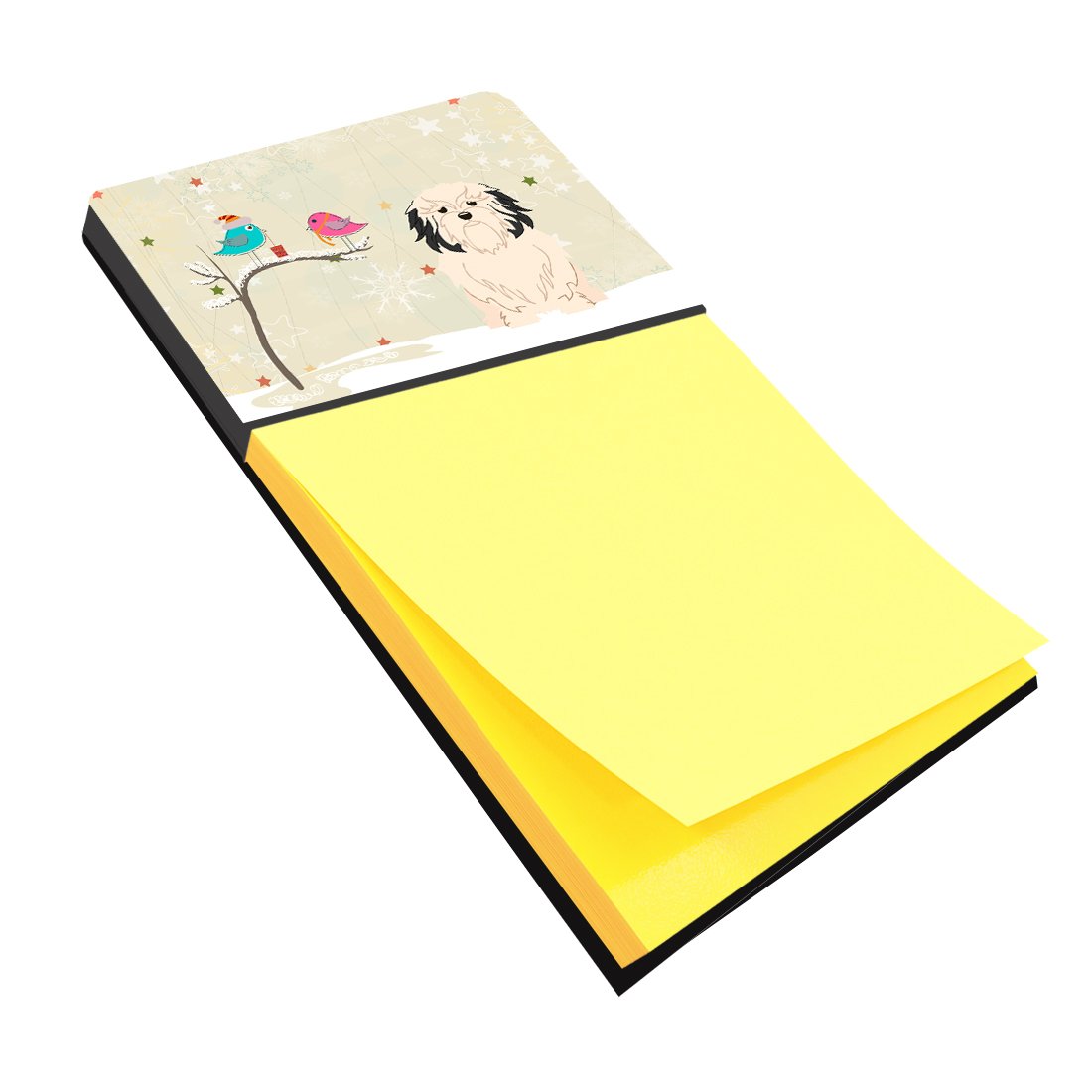 Christmas Presents between Friends Lowchen Watercolor Sticky Note Holder Refillable Dispenser Desk Accessory 3x3 Pad Gift