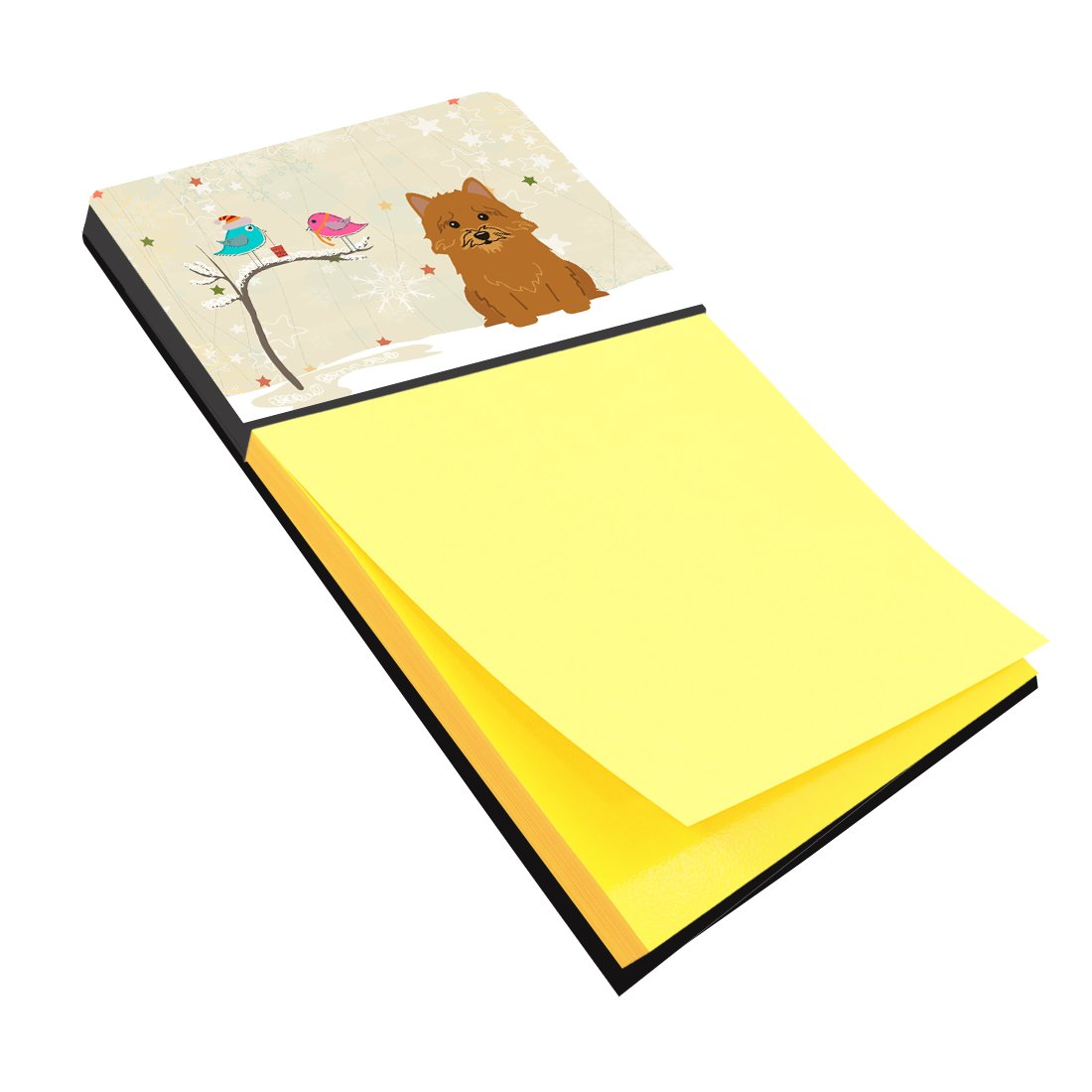 Christmas Presents between Friends Norwich Terrier Watercolor Sticky Note Holder Refillable Dispenser Desk Accessory 3x3 Pad Gift