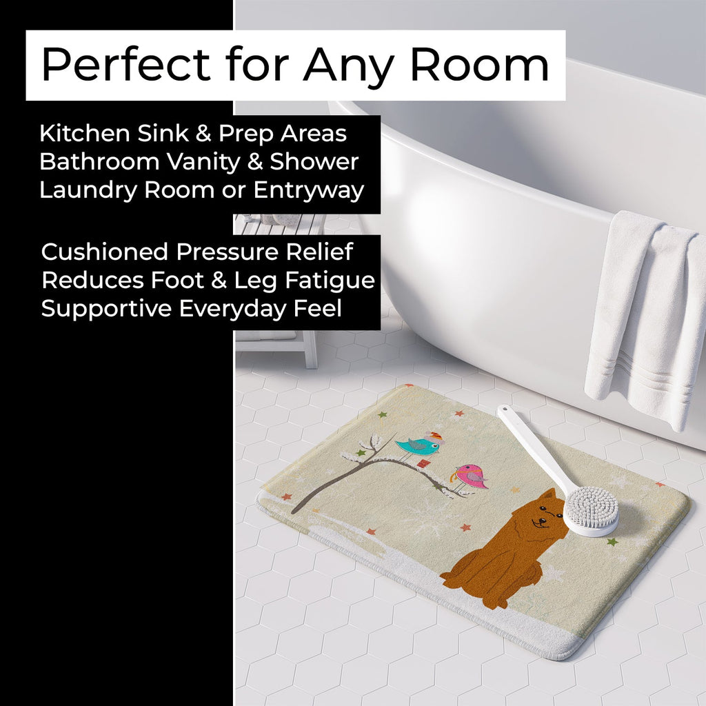 Christmas Presents between Friends Karelian Bear Dog Memory Foam Kitchen Mat Machine Washable Anti-Fatigue Cushion Comfort Bath or Kitchen Rug