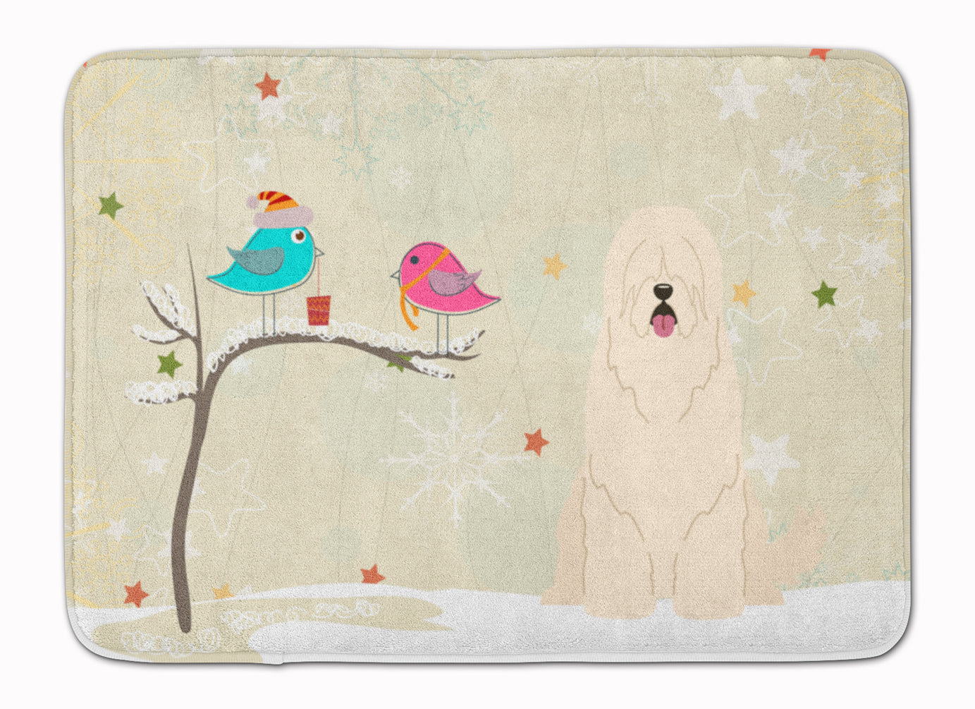 Christmas Presents between Friends South Russian Sheepdog Memory Foam Kitchen Mat Machine Washable Anti-Fatigue Cushion Comfort Bath or Kitchen Rug