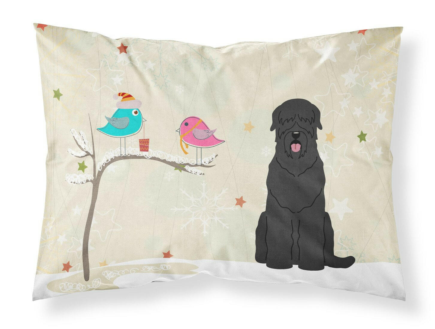 Christmas Presents between Friends Black Russian Terrier Standard Pillowcase Lightweight Super Soft Easy Care Decorative Artwork Pillowcase, Standard