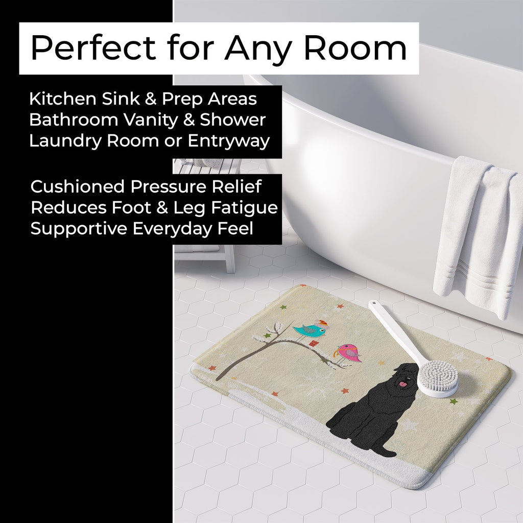 Christmas Presents between Friends Black Russian Terrier Memory Foam Kitchen Mat Machine Washable Anti-Fatigue Cushion Comfort Bath or Kitchen Rug