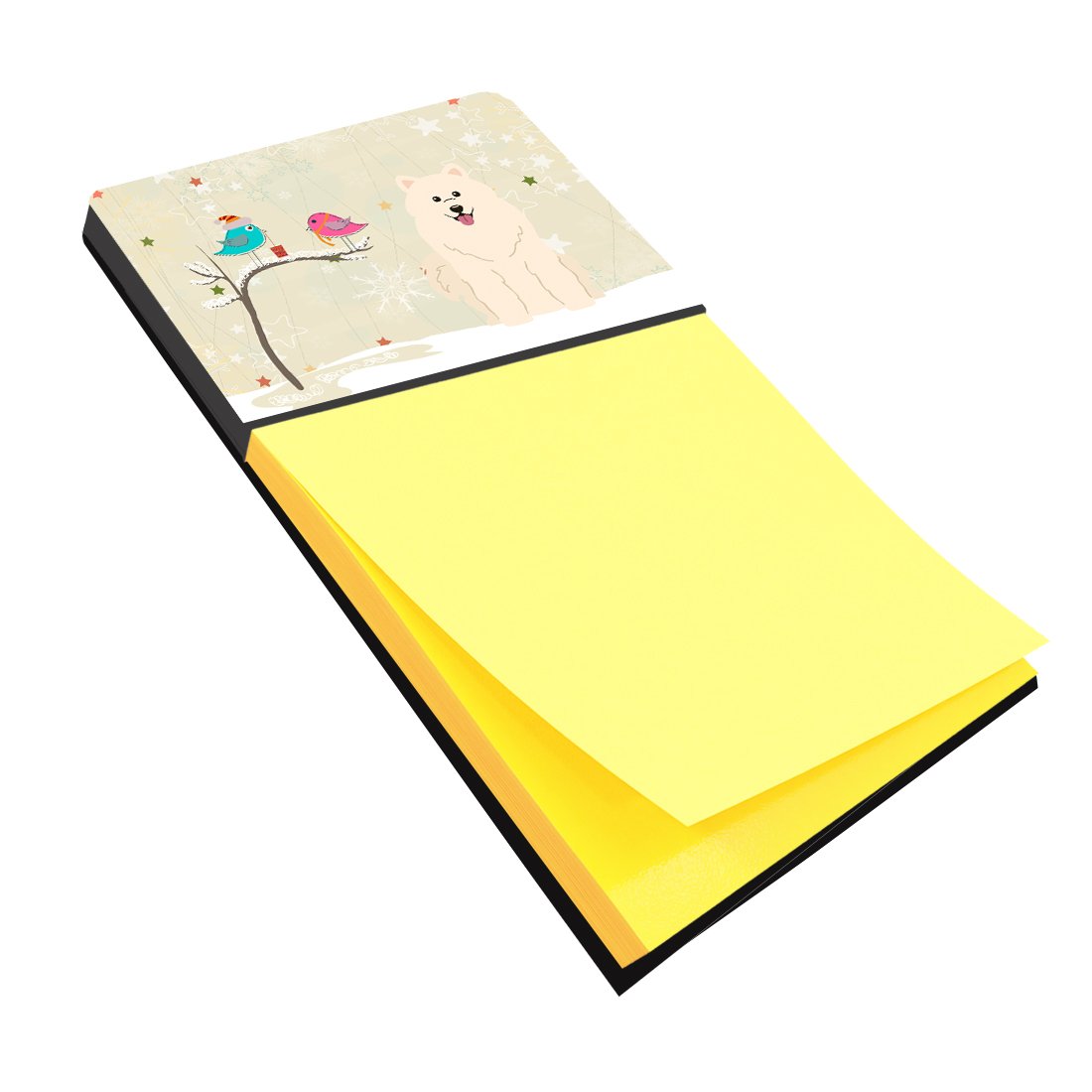 Christmas Presents between Friends Samoyed Watercolor Sticky Note Holder Refillable Dispenser Desk Accessory 3x3 Pad Gift