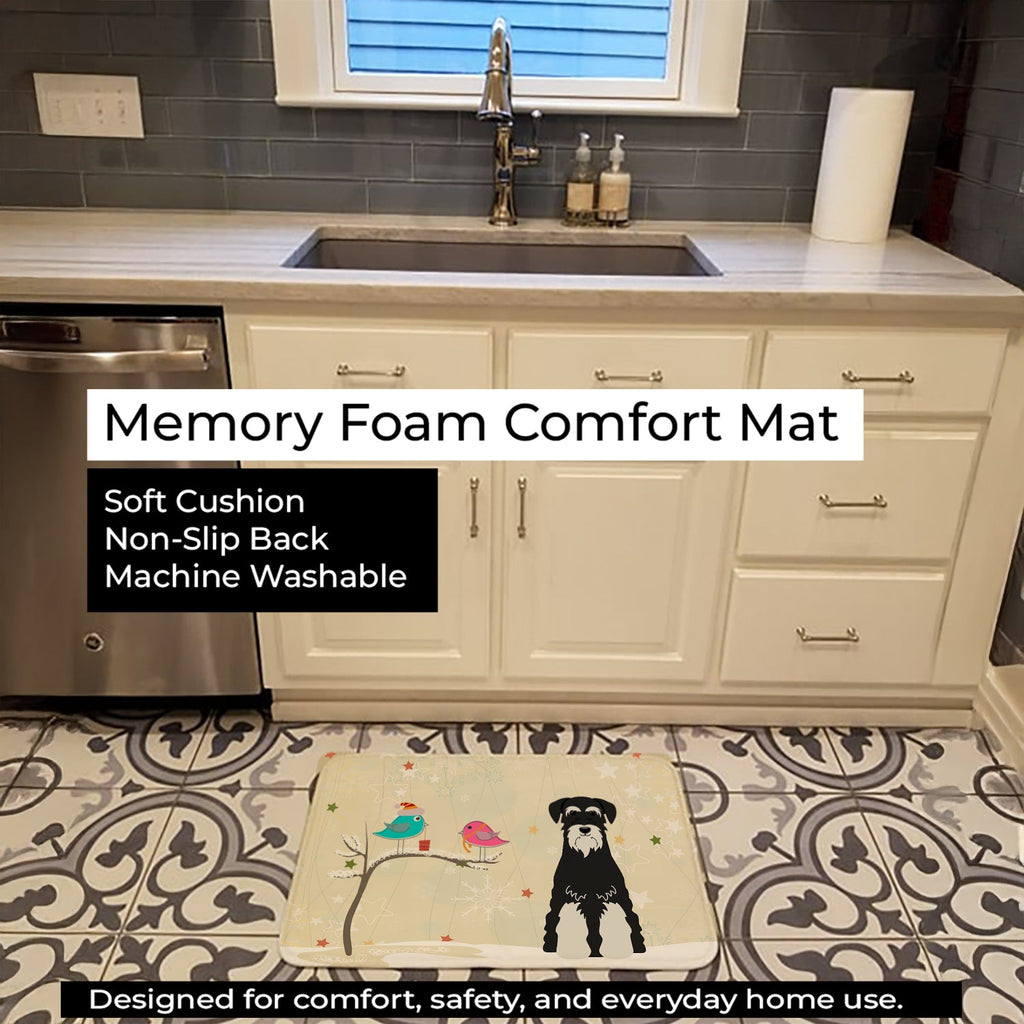 Christmas Presents between Friends Schnauzer - Salt and Pepper Memory Foam Kitchen Mat Machine Washable Anti-Fatigue Cushion Comfort Bath or Kitchen Rug