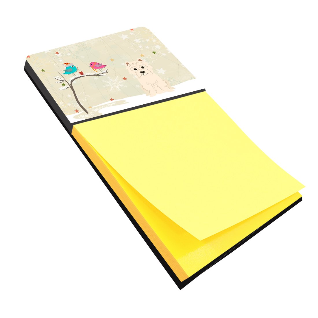 Christmas Presents between Friends West Highland White Terrier Watercolor Sticky Note Holder Refillable Dispenser Desk Accessory 3x3 Pad Gift