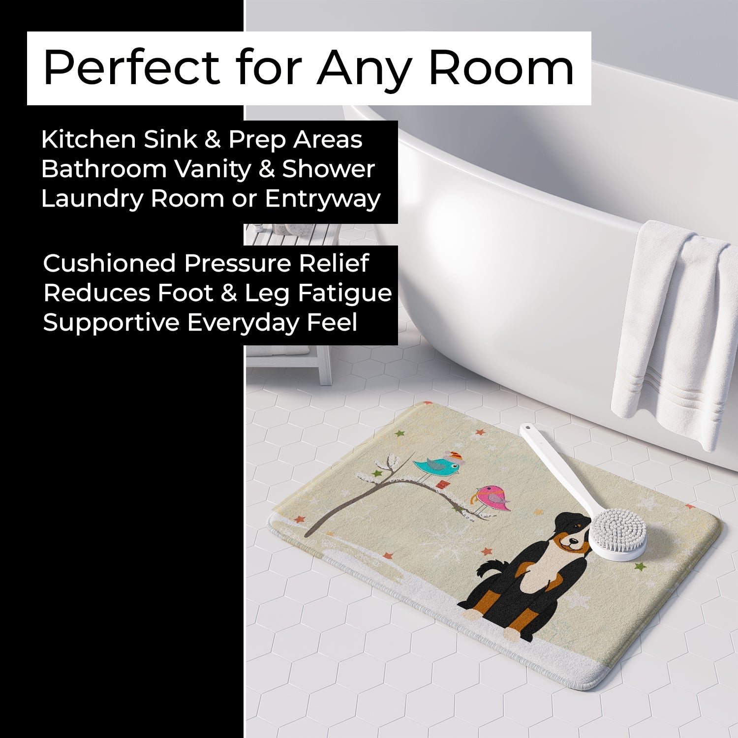Christmas Presents between Friends Appenzeller Sennenhund Memory Foam Kitchen Mat Machine Washable Anti-Fatigue Cushion Comfort Bath or Kitchen Rug