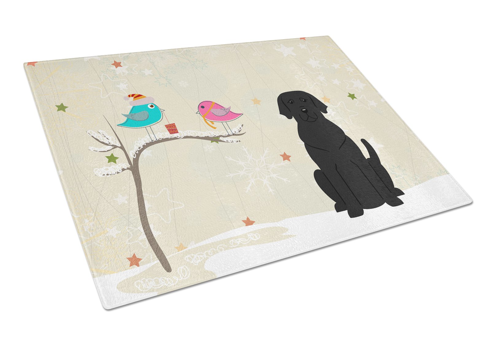 Christmas Presents between Friends Labrador Retriever - Black Cutting Board Tempered Glass Kitchen Cutting Surface, Heat Resistant Chopping, Non-Slip Feet, Food Prep & Serving
