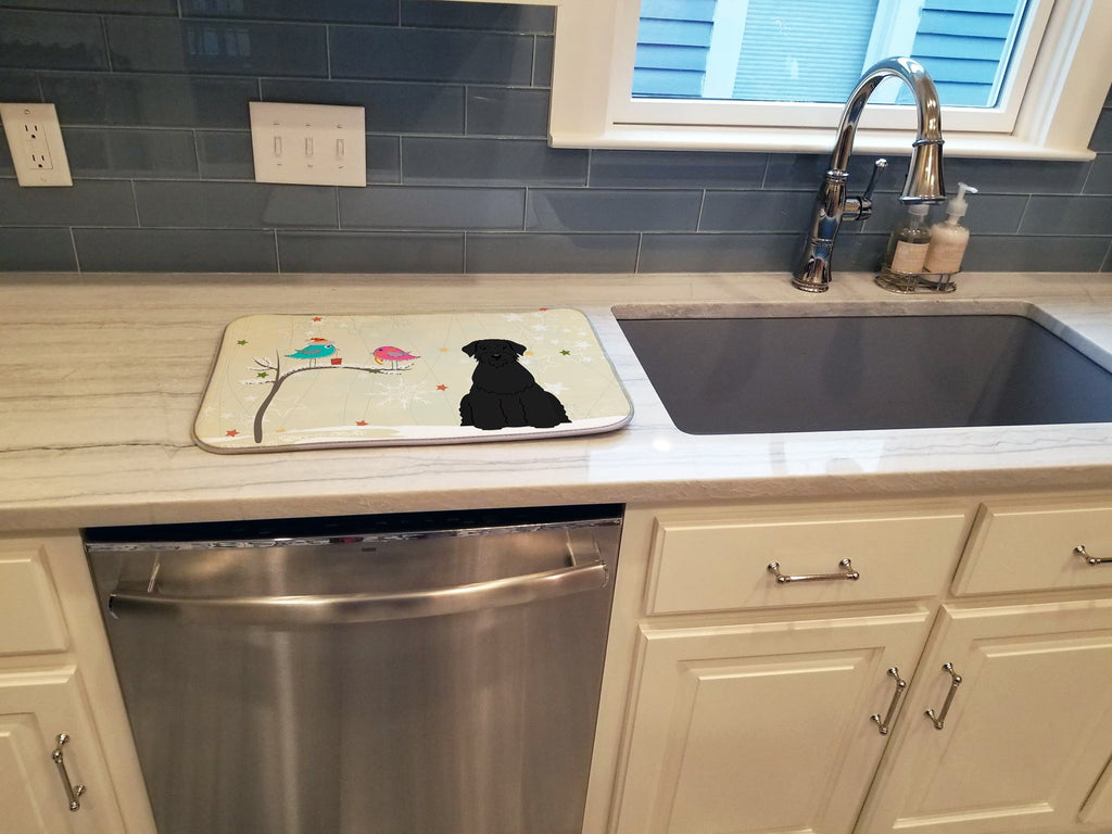Christmas Presents between Friends Schnauzer - Giant Dish Drying Mat Absorbent Dish Drying Mat Pad for Kitchen Counter Dish Drainer Mat for Countertop, 14 x 21", Multicolor