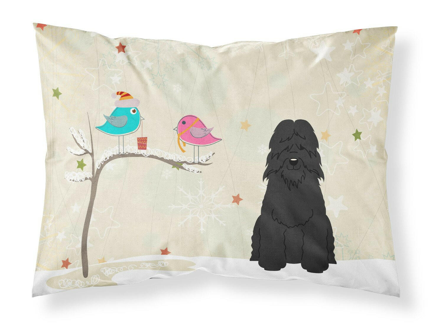 Christmas Presents between Friends Bouvier des Flandres Standard Pillowcase Lightweight Super Soft Easy Care Decorative Artwork Pillowcase, Standard