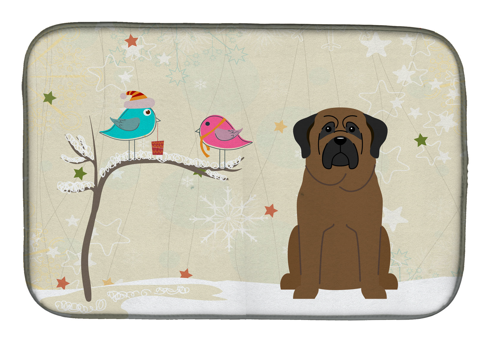 Christmas Presents between Friends Bullmastiff Dish Drying Mat Absorbent Dish Drying Mat Pad for Kitchen Counter Dish Drainer Mat for Countertop, 14 x 21", Multicolor