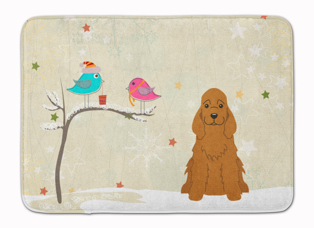 Christmas Presents between Friends Cocker Spaniel - Red Memory Foam Kitchen Mat Machine Washable Anti-Fatigue Cushion Comfort Bath or Kitchen Rug