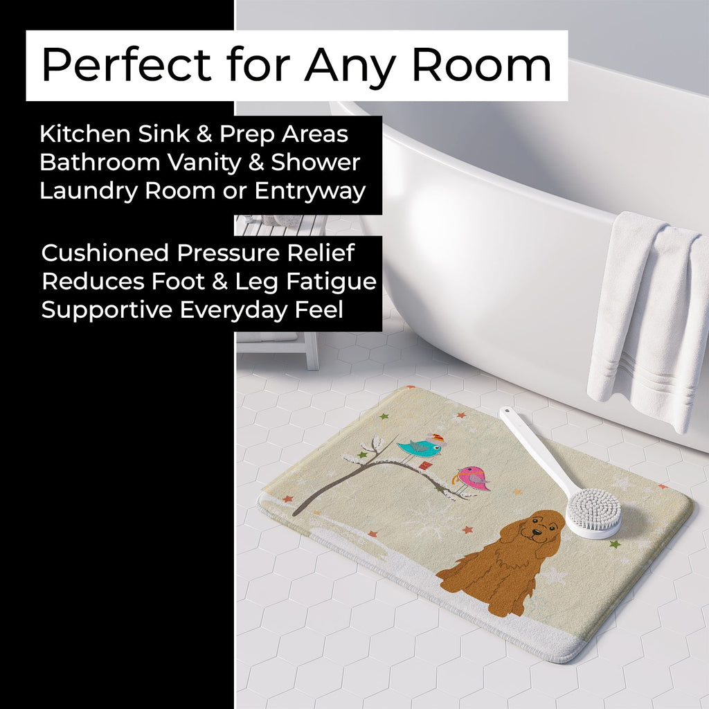 Christmas Presents between Friends Cocker Spaniel - Red Memory Foam Kitchen Mat Machine Washable Anti-Fatigue Cushion Comfort Bath or Kitchen Rug