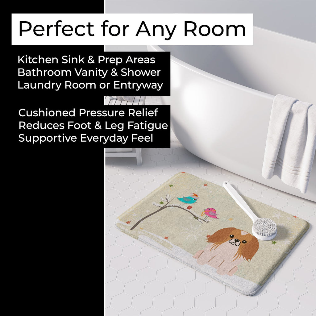 Christmas Presents between Friends Pekingese - Red and White Memory Foam Kitchen Mat Machine Washable Anti-Fatigue Cushion Comfort Bath or Kitchen Rug