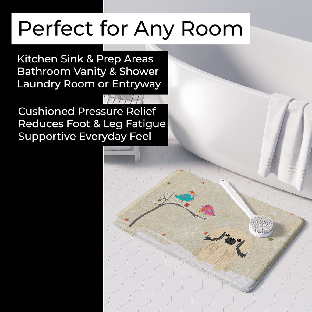 Christmas Presents between Friends Pekingese - Cream Memory Foam Kitchen Mat Machine Washable Anti-Fatigue Cushion Comfort Bath or Kitchen Rug