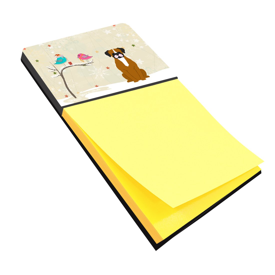 Christmas Presents between Friends Boxer - Flashy Fawn Watercolor Sticky Note Holder Refillable Dispenser Desk Accessory 3x3 Pad Gift