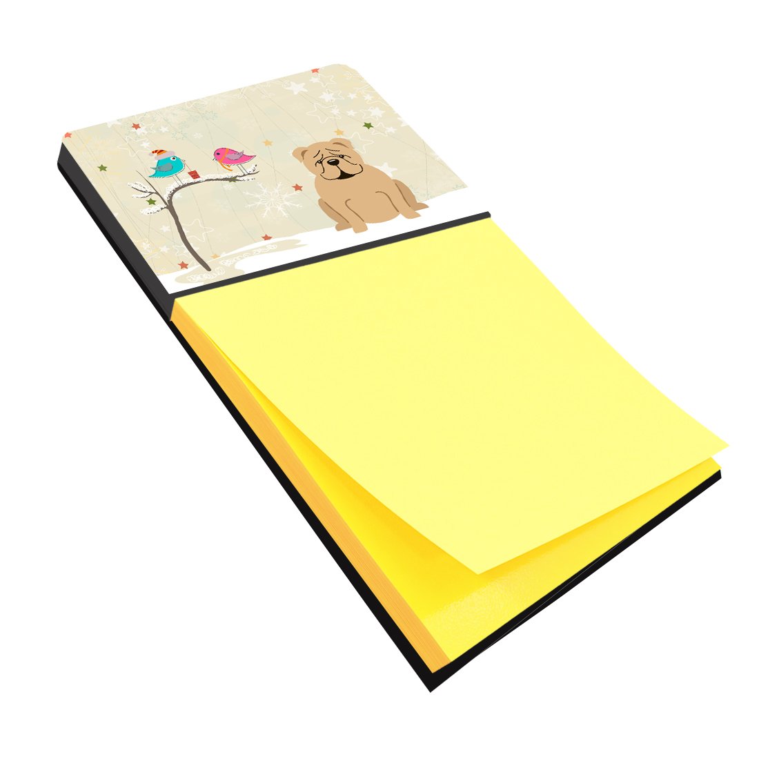 Christmas Presents between Friends English Bulldog - Fawn Watercolor Sticky Note Holder Refillable Dispenser Desk Accessory 3x3 Pad Gift
