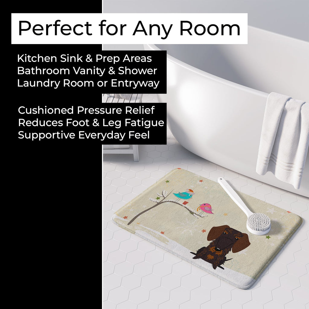 Christmas Presents between Friends Dachshund - Chocolate Memory Foam Kitchen Mat Machine Washable Anti-Fatigue Cushion Comfort Bath or Kitchen Rug