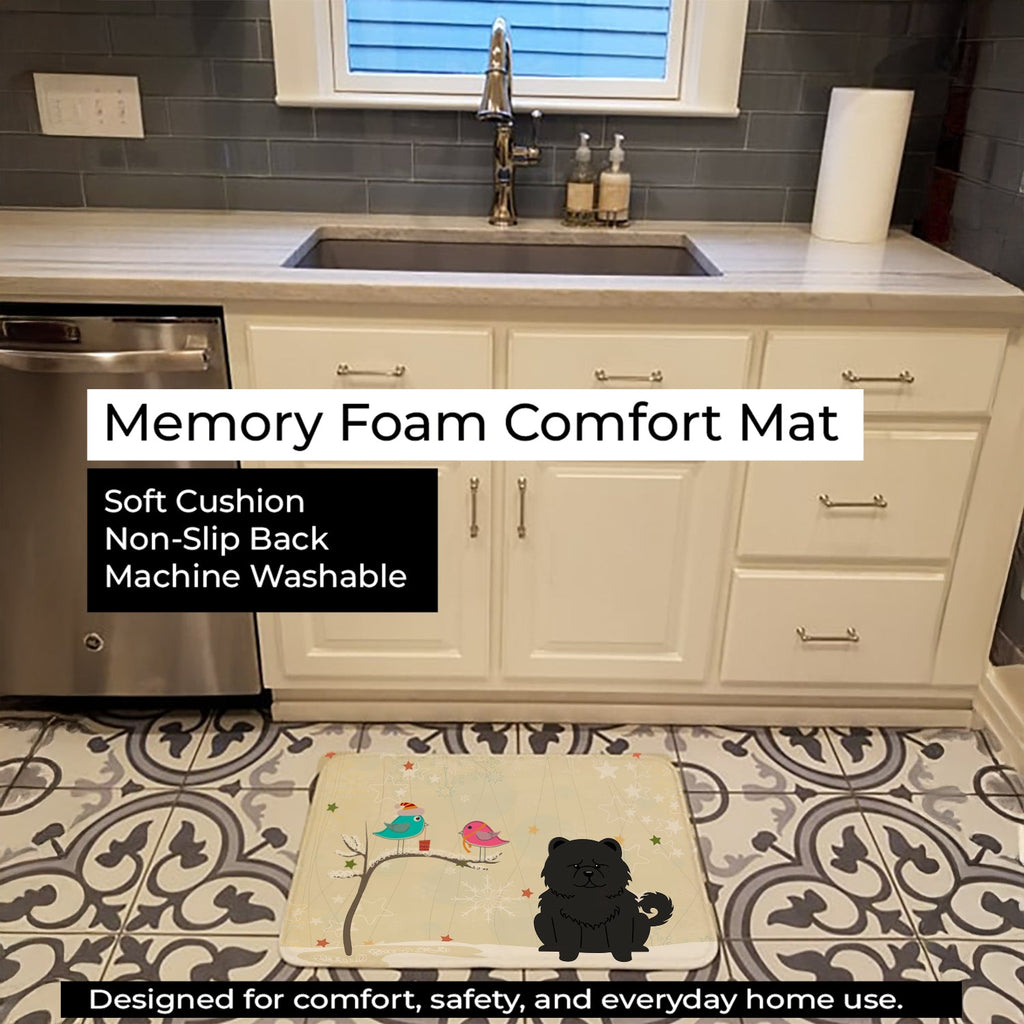 Christmas Presents between Friends Chow Chow - Black Memory Foam Kitchen Mat Machine Washable Anti-Fatigue Cushion Comfort Bath or Kitchen Rug