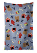 Dog House Collection Pug Brown Kitchen Towel Velour Plush Front and Cotton Loop Back Machine Washable