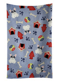 Dog House Collection French Bulldog Piebald Kitchen Towel Velour Plush Front and Cotton Loop Back Machine Washable