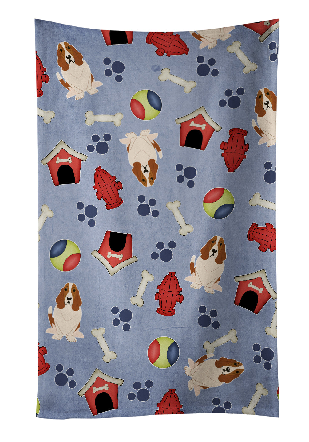 Dog House Collection Basset Hound Kitchen Towel Velour Plush Front and Cotton Loop Back Machine Washable