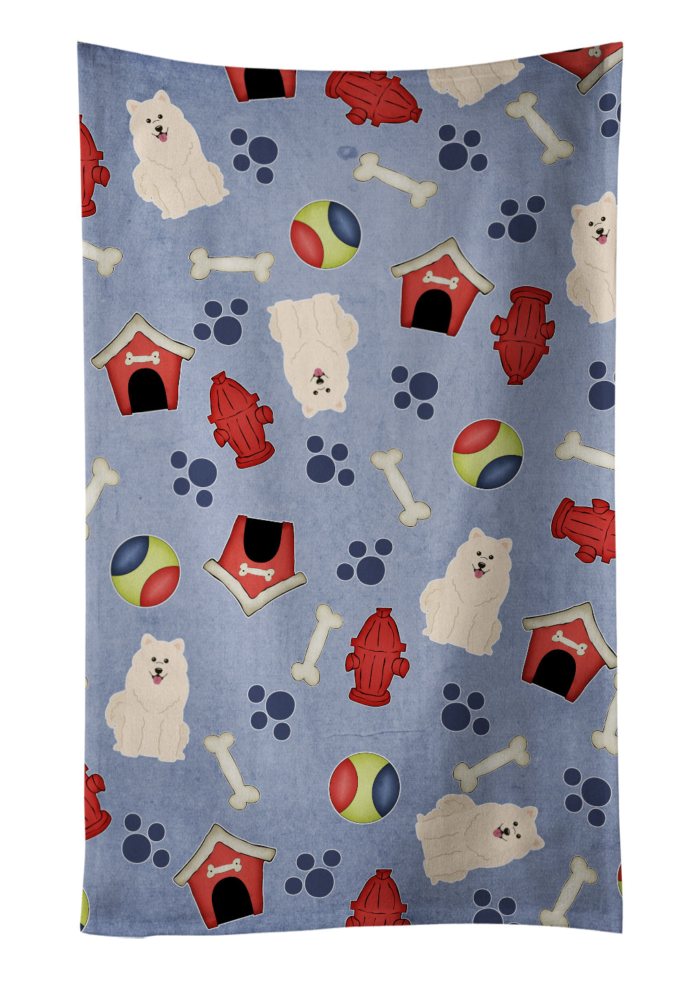 Dog House Collection Samoyed Kitchen Towel Velour Plush Front and Cotton Loop Back Machine Washable