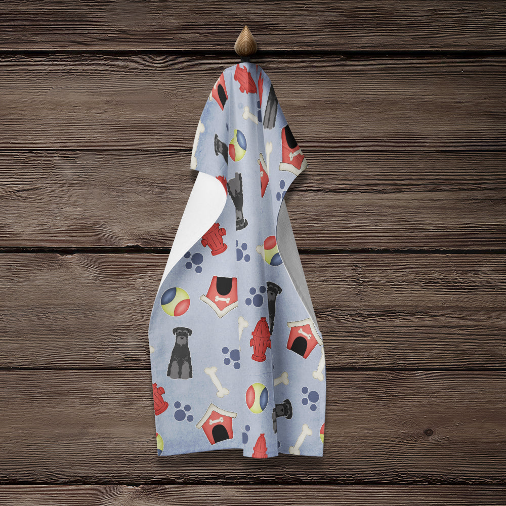 Dog House Collection Standard Schnauzer Black Kitchen Towel Velour Plush Front and Cotton Loop Back Machine Washable