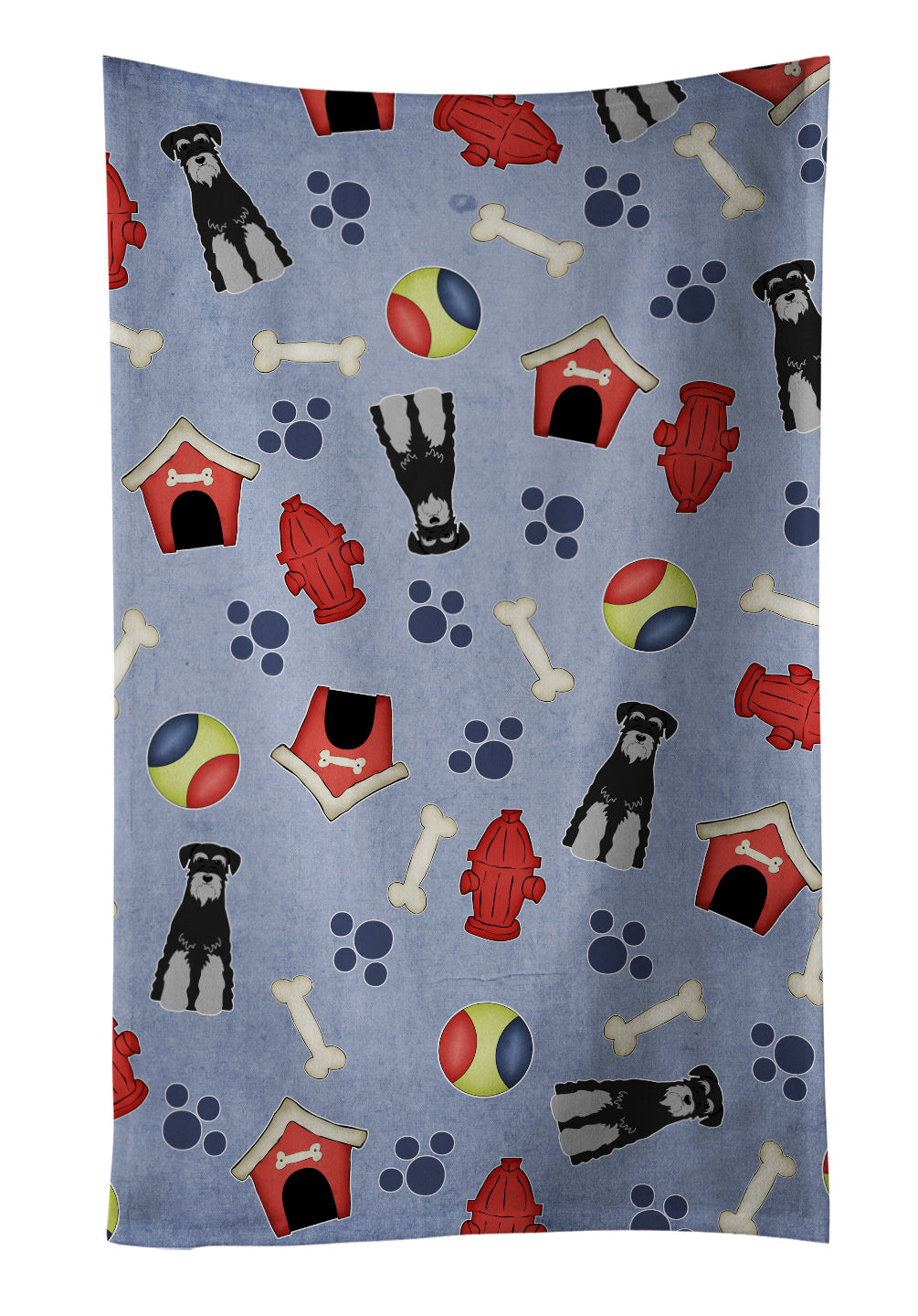 Dog House Collection Standard Schnauzer Black Grey Kitchen Towel Velour Plush Front and Cotton Loop Back Machine Washable