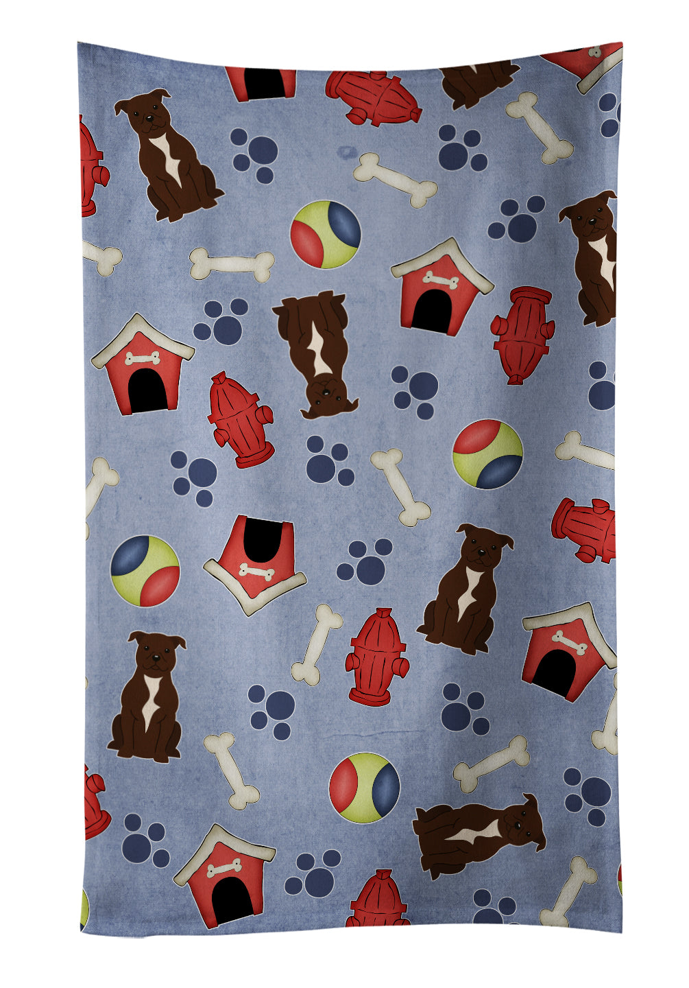 Dog House Collection Staffordshire Bull Terrier Chocolate Kitchen Towel Velour Plush Front and Cotton Loop Back Machine Washable