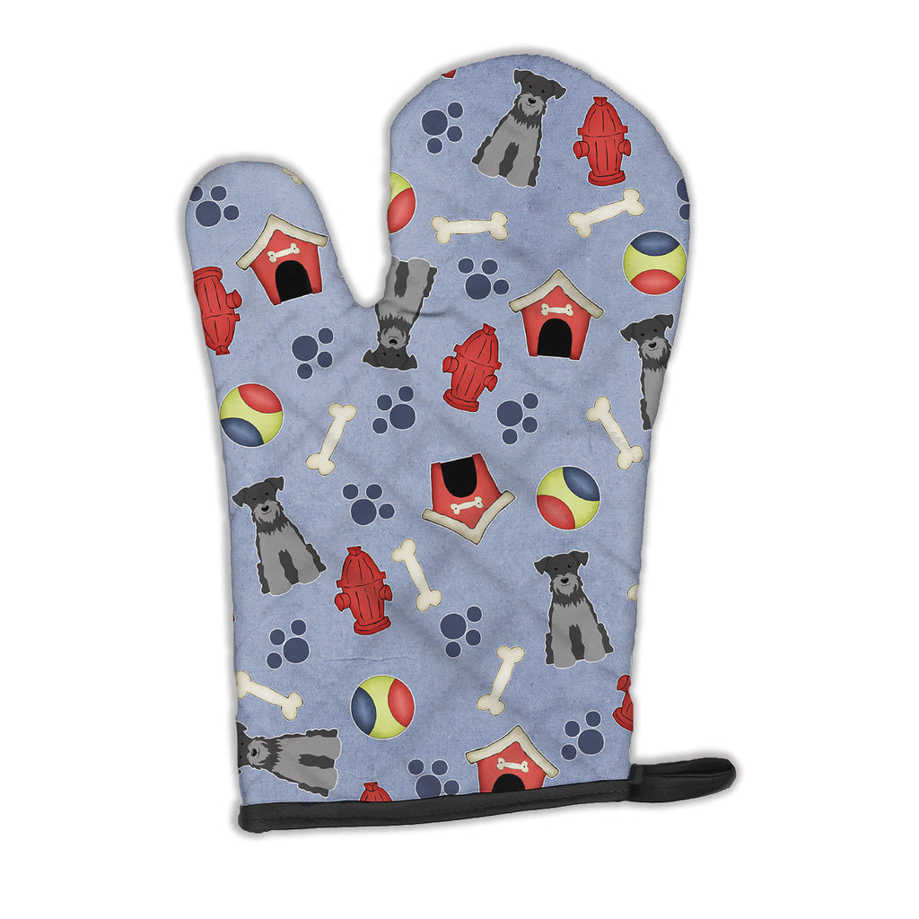 Dog House Collection Miniature Schnauzer Black Silver Oven Mitt Heat Resistant Thick Oven Mitt for Hot Pans and Oven, Kitchen Mitt Protect Hands, Cooking Baking Glove