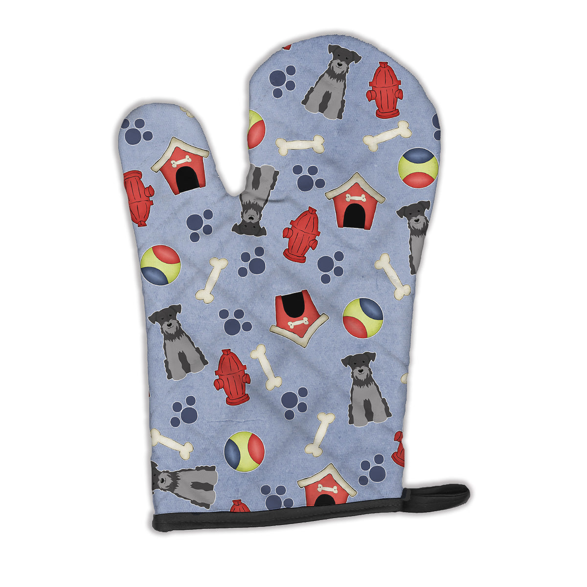 Dog House Collection Miniature Schnauzer Black Silver Oven Mitt Heat Resistant Thick Oven Mitt for Hot Pans and Oven, Kitchen Mitt Protect Hands, Cooking Baking Glove