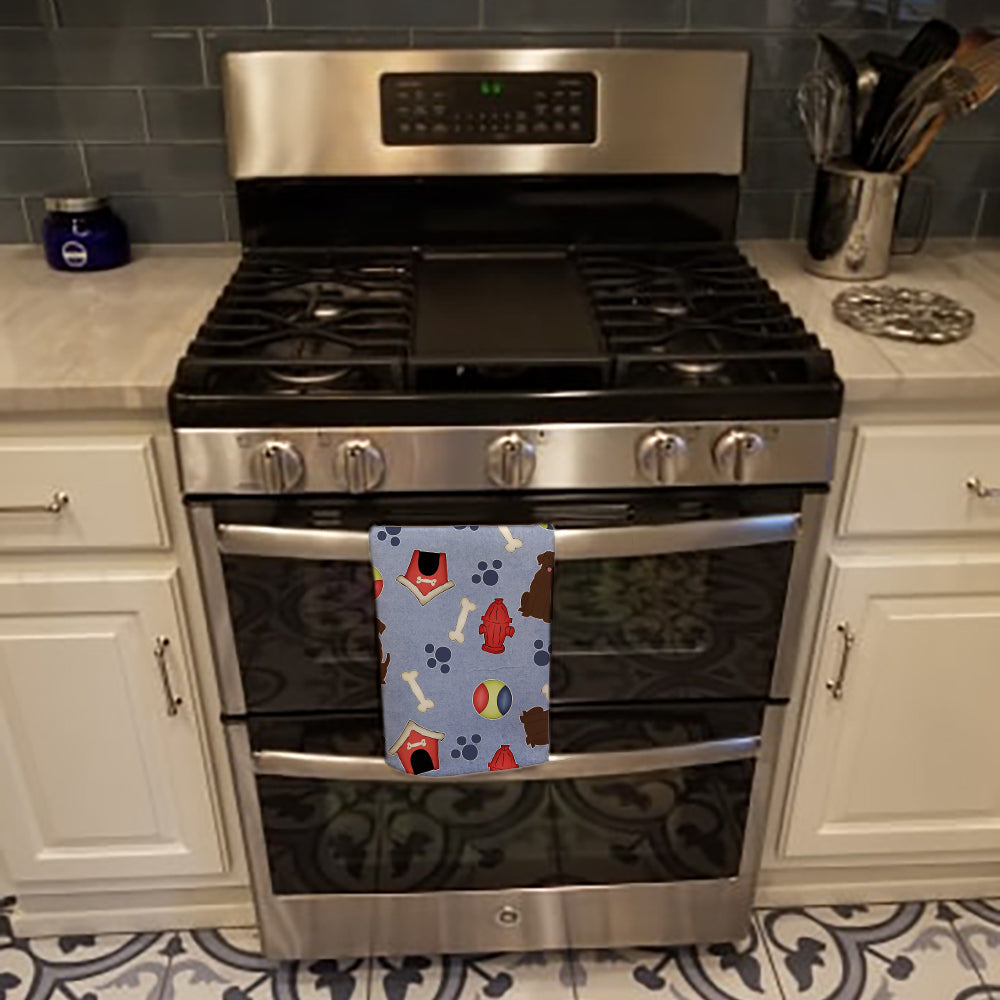 Dog House Collection Chocolate Labrador Kitchen Towel Velour Plush Front and Cotton Loop Back Machine Washable