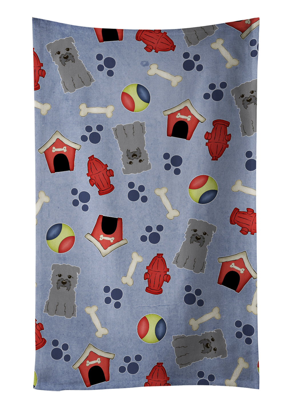 Dog House Collection Glen of Imal Grey Kitchen Towel Velour Plush Front and Cotton Loop Back Machine Washable