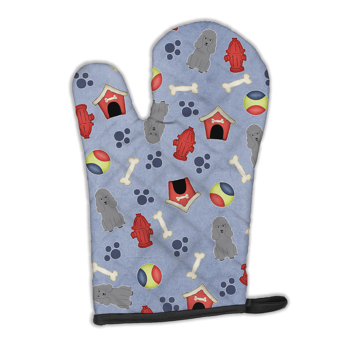 Dog House Collection Poodle Silver Oven Mitt Heat Resistant Thick Oven Mitt for Hot Pans and Oven, Kitchen Mitt Protect Hands, Cooking Baking Glove