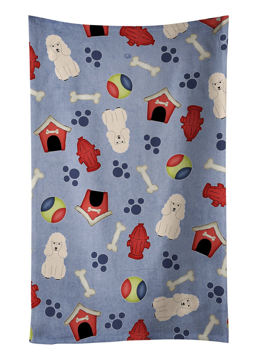 Dog House Collection Poodle White Kitchen Towel Velour Plush Front and Cotton Loop Back Machine Washable