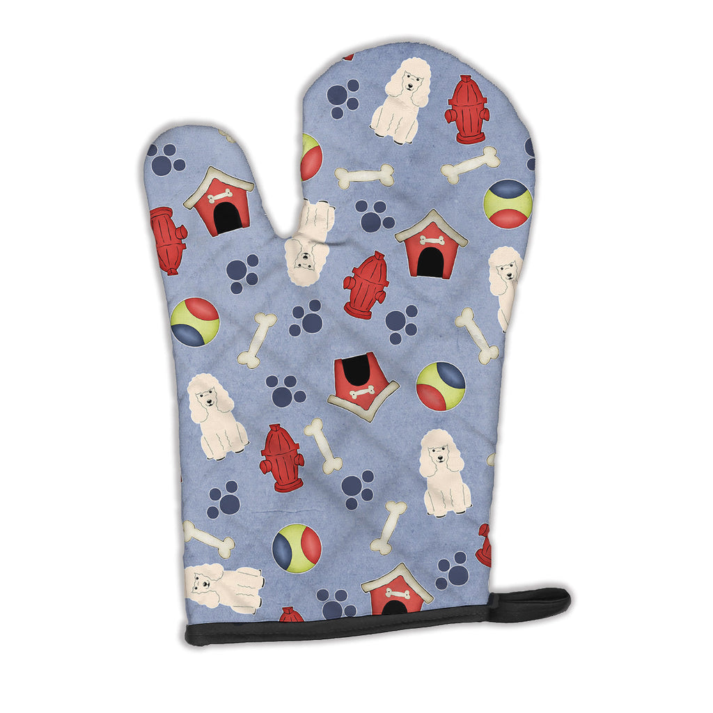 Dog House Collection Poodle White Oven Mitt Heat Resistant Thick Oven Mitt for Hot Pans and Oven, Kitchen Mitt Protect Hands, Cooking Baking Glove