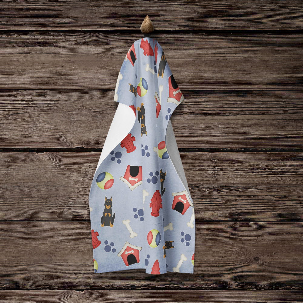 Dog House Collection Beauce Shepherd Dog Kitchen Towel Velour Plush Front and Cotton Loop Back Machine Washable