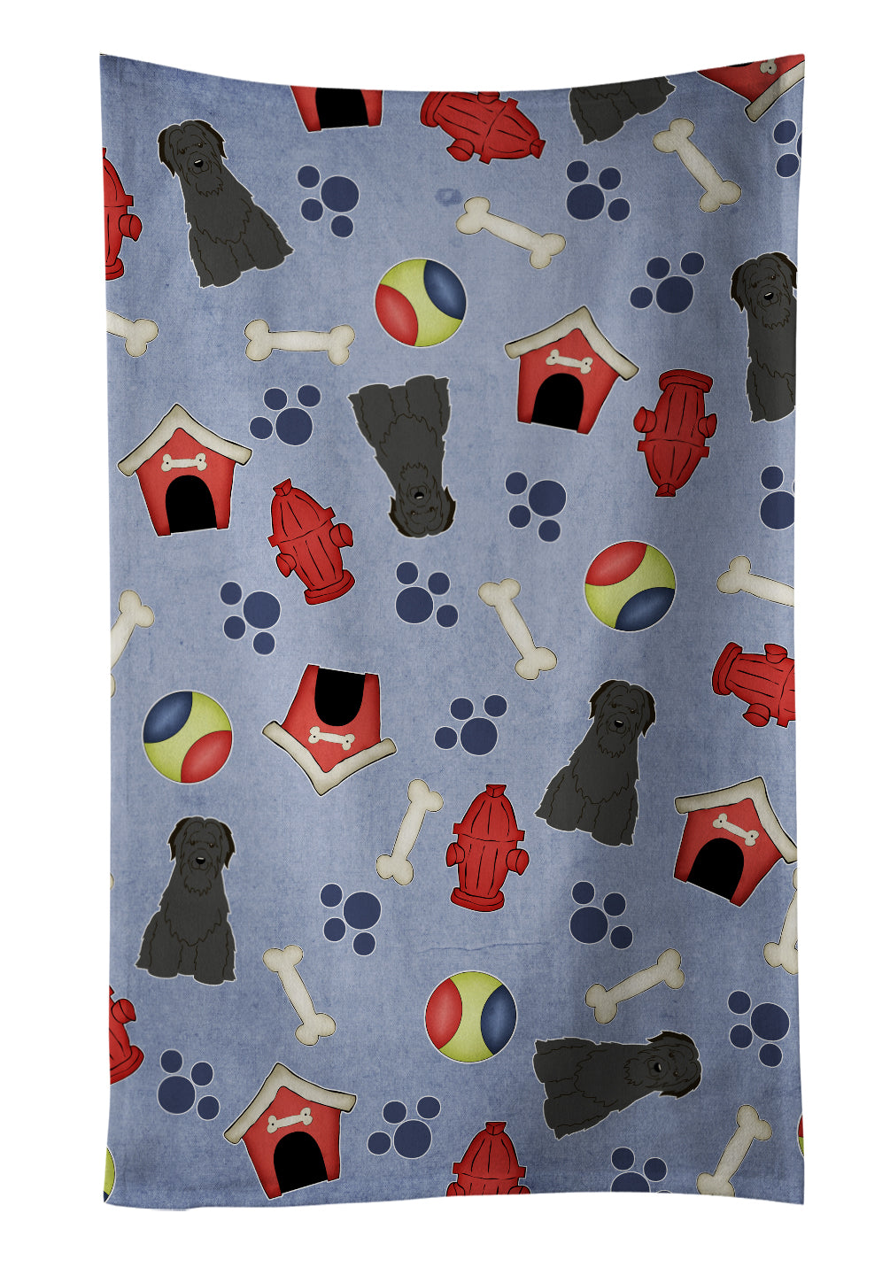 Dog House Collection Briard Black Kitchen Towel Velour Plush Front and Cotton Loop Back Machine Washable