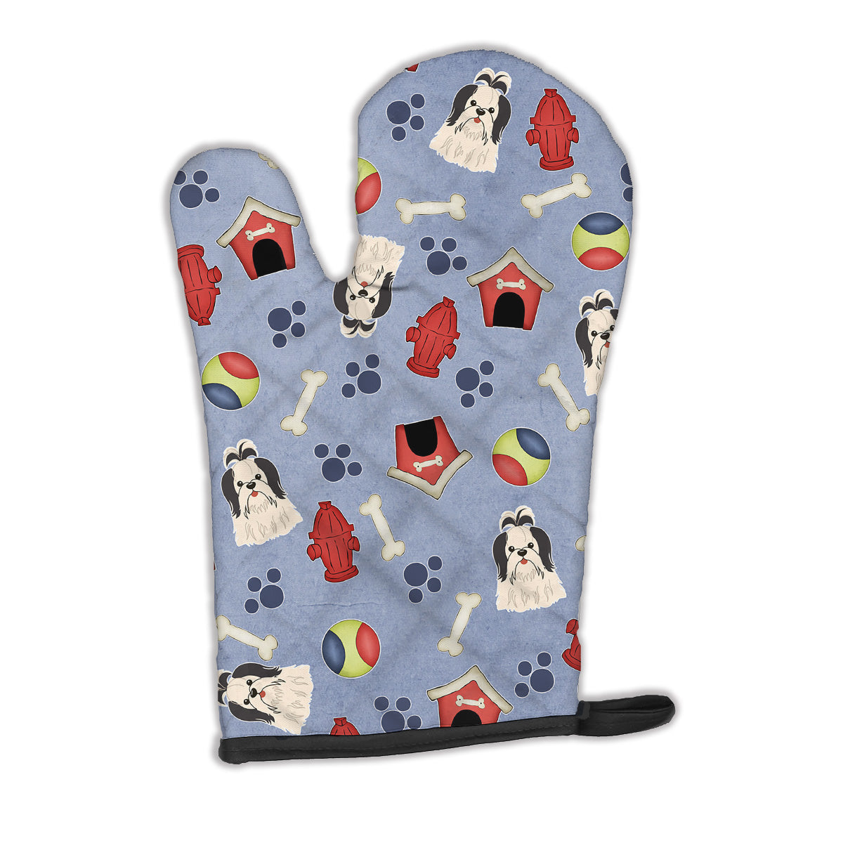 Dog House Collection Shih Tzu Black White Oven Mitt Heat Resistant Thick Oven Mitt for Hot Pans and Oven, Kitchen Mitt Protect Hands, Cooking Baking Glove
