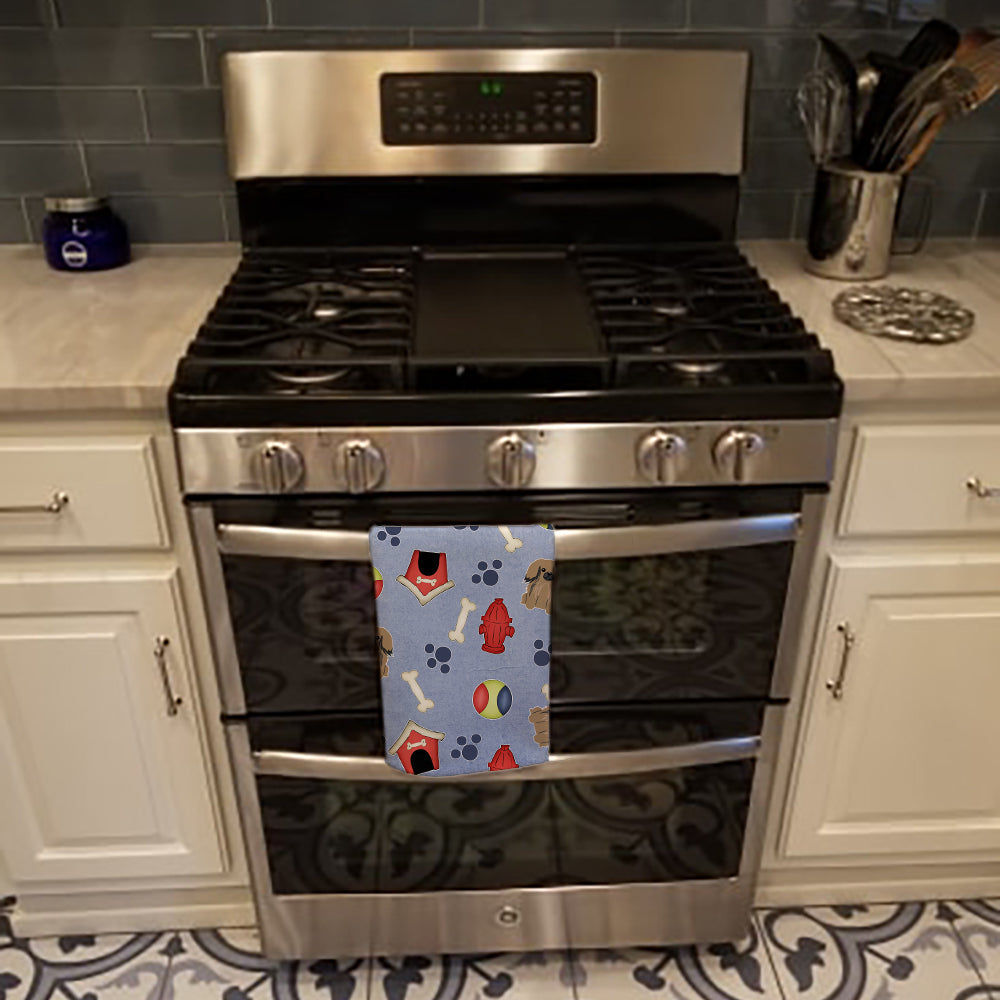 Dog House Collection Pekingese Tan Kitchen Towel Velour Plush Front and Cotton Loop Back Machine Washable