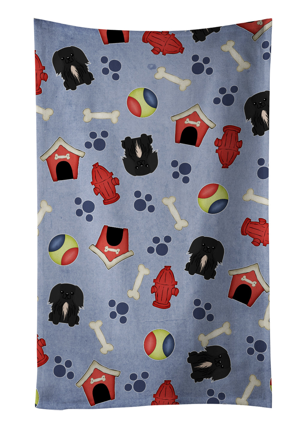 Dog House Collection Pekingese Black Kitchen Towel Velour Plush Front and Cotton Loop Back Machine Washable
