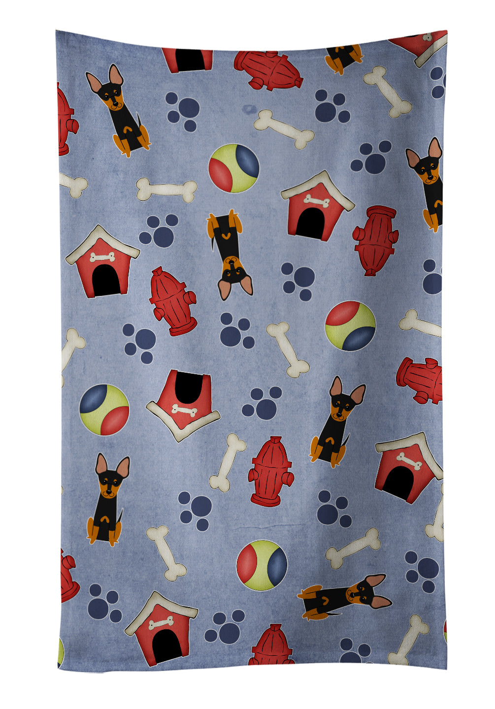 Dog House Collection English Toy Terrier Kitchen Towel Velour Plush Front and Cotton Loop Back Machine Washable