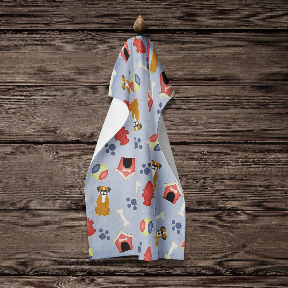 Dog House Collection Flashy Fawn Boxer Kitchen Towel Velour Plush Front and Cotton Loop Back Machine Washable