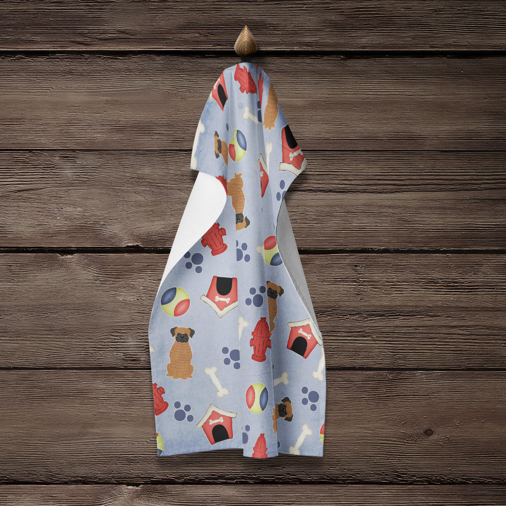Dog House Collection Brindle Boxer Kitchen Towel Velour Plush Front and Cotton Loop Back Machine Washable