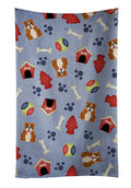 Dog House Collection English Bulldog Red White Kitchen Towel Velour Plush Front and Cotton Loop Back Machine Washable