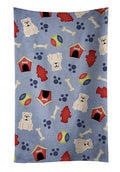 Dog House Collection English Bulldog White Kitchen Towel Velour Plush Front and Cotton Loop Back Machine Washable
