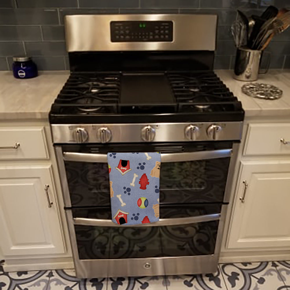Dog House Collection English Bulldog Fawn Kitchen Towel Velour Plush Front and Cotton Loop Back Machine Washable
