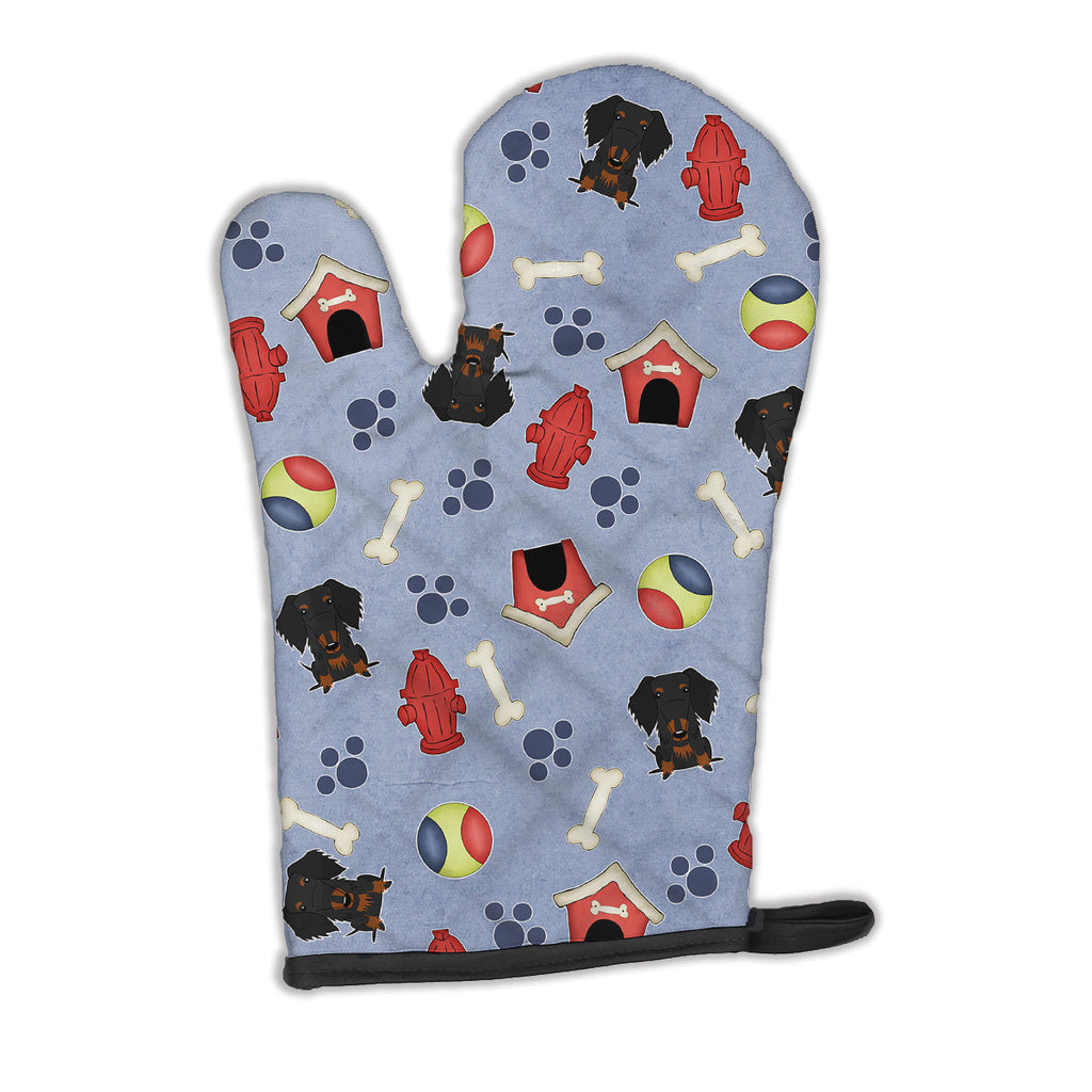 Dog House Collection Wire Haired Dachshund Black Tan Oven Mitt Heat Resistant Thick Oven Mitt for Hot Pans and Oven, Kitchen Mitt Protect Hands, Cooking Baking Glove
