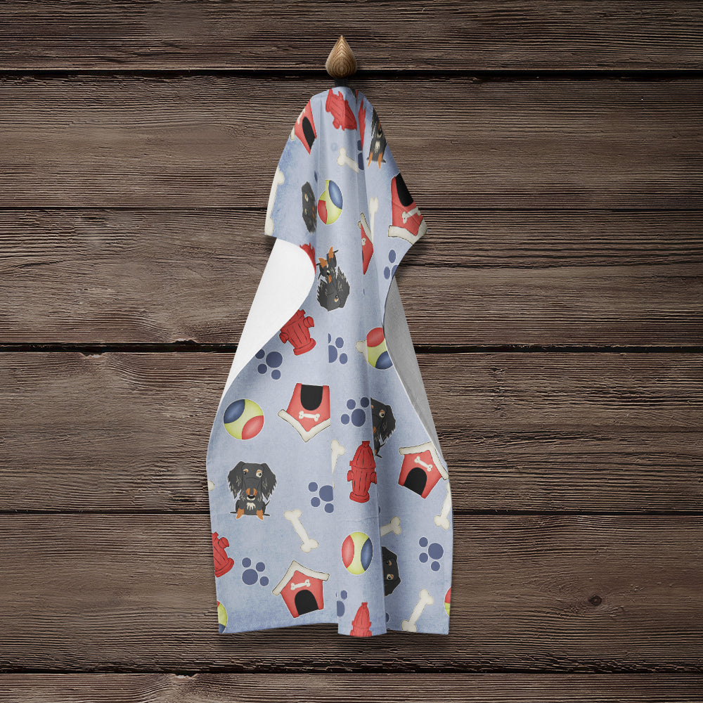 Dog House Collection Wire Haired Dachshund Dapple Kitchen Towel Velour Plush Front and Cotton Loop Back Machine Washable