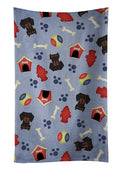 Dog House Collection Dachshund Black Tan Kitchen Towel Velour Plush Front and Cotton Loop Back Machine Washable